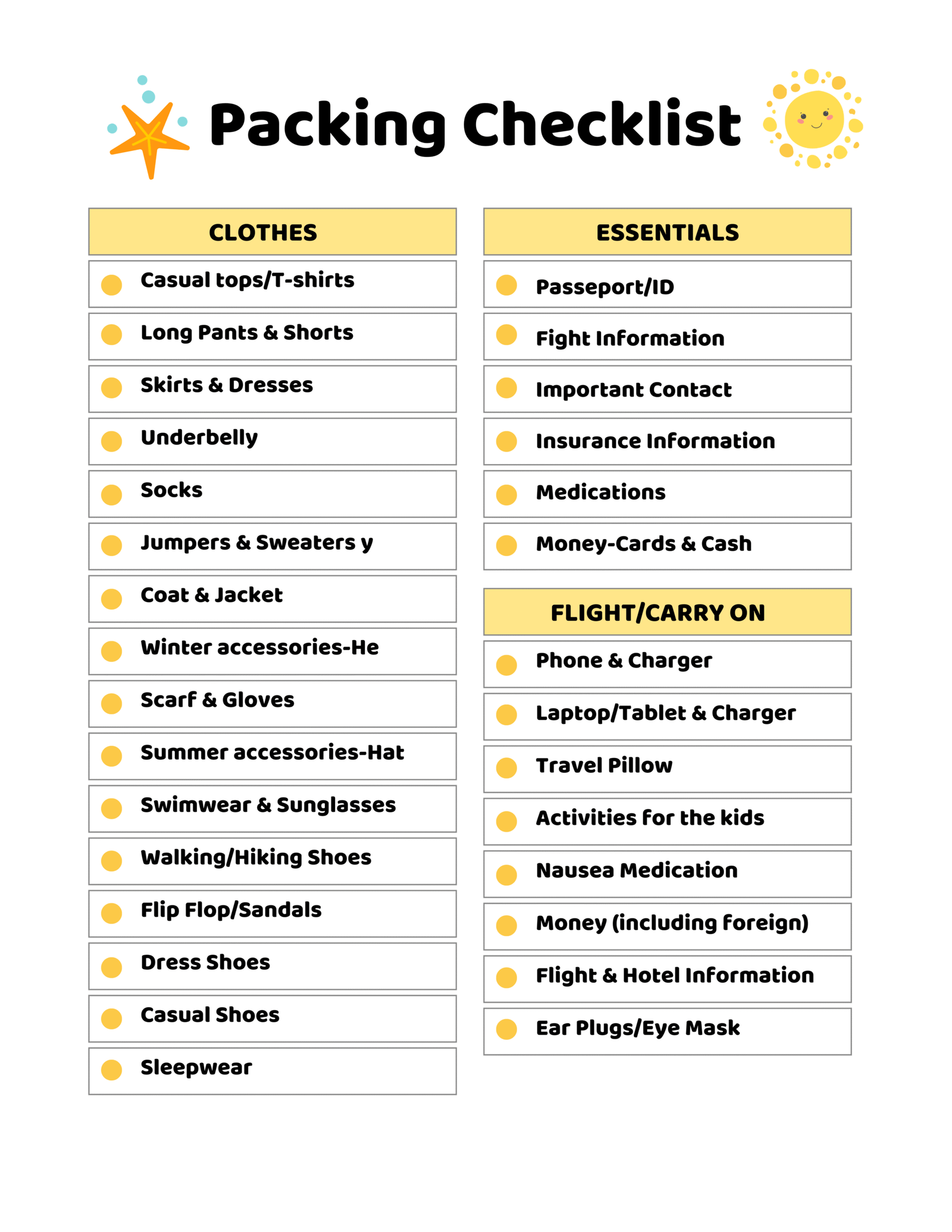 Weekly chore chart preview