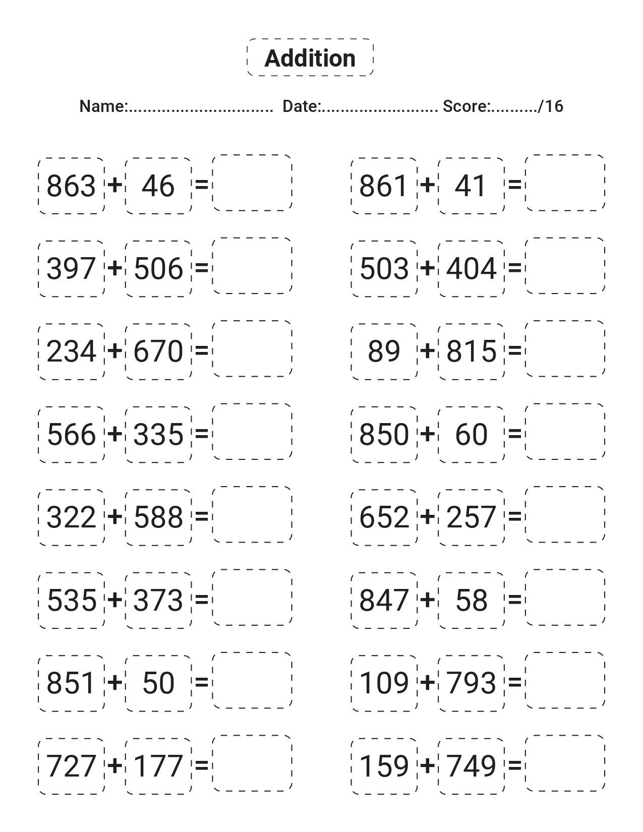 Addition Workbook Page 4