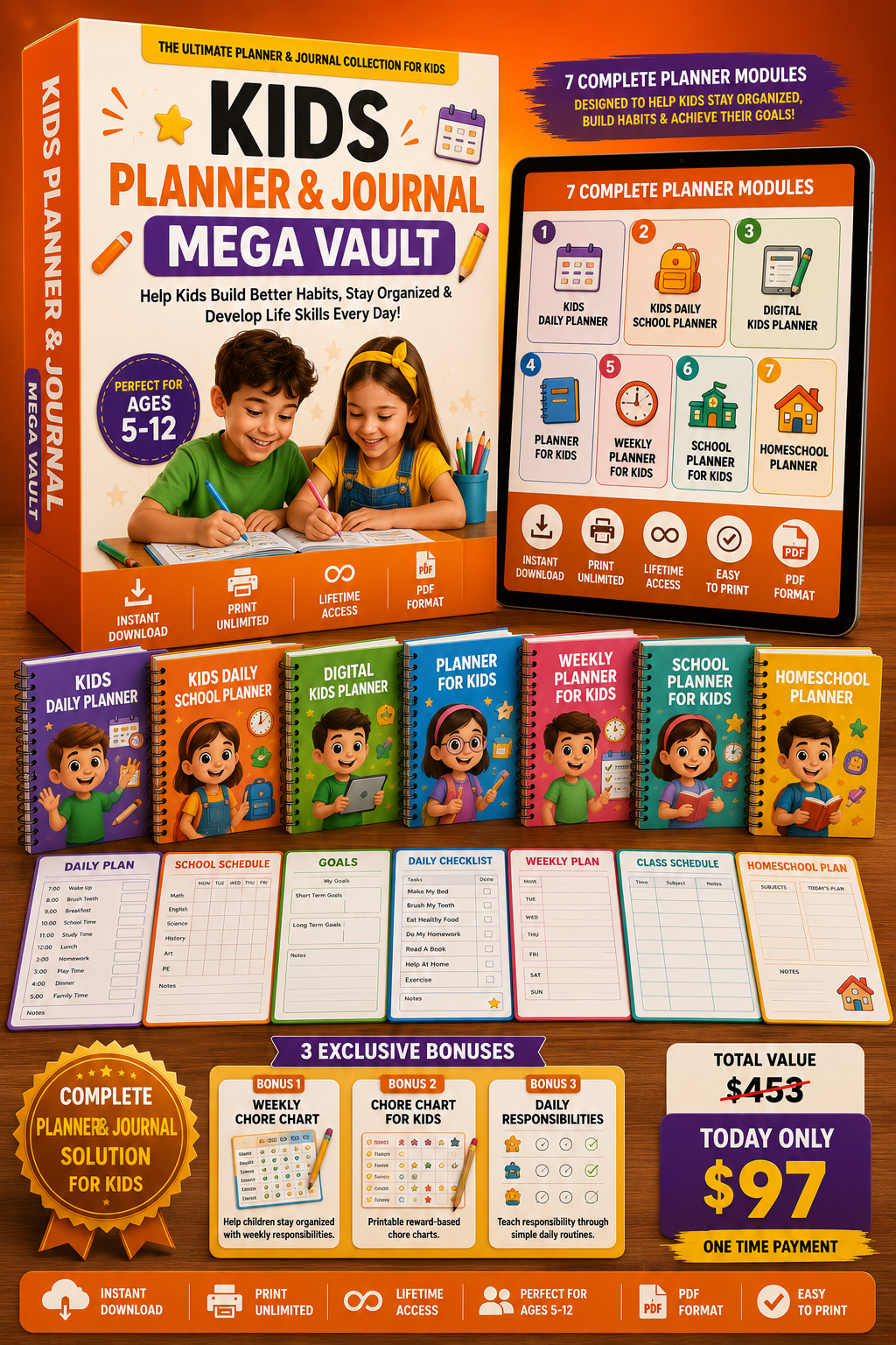 Kids Planner & Journal Mega Vault Mockup