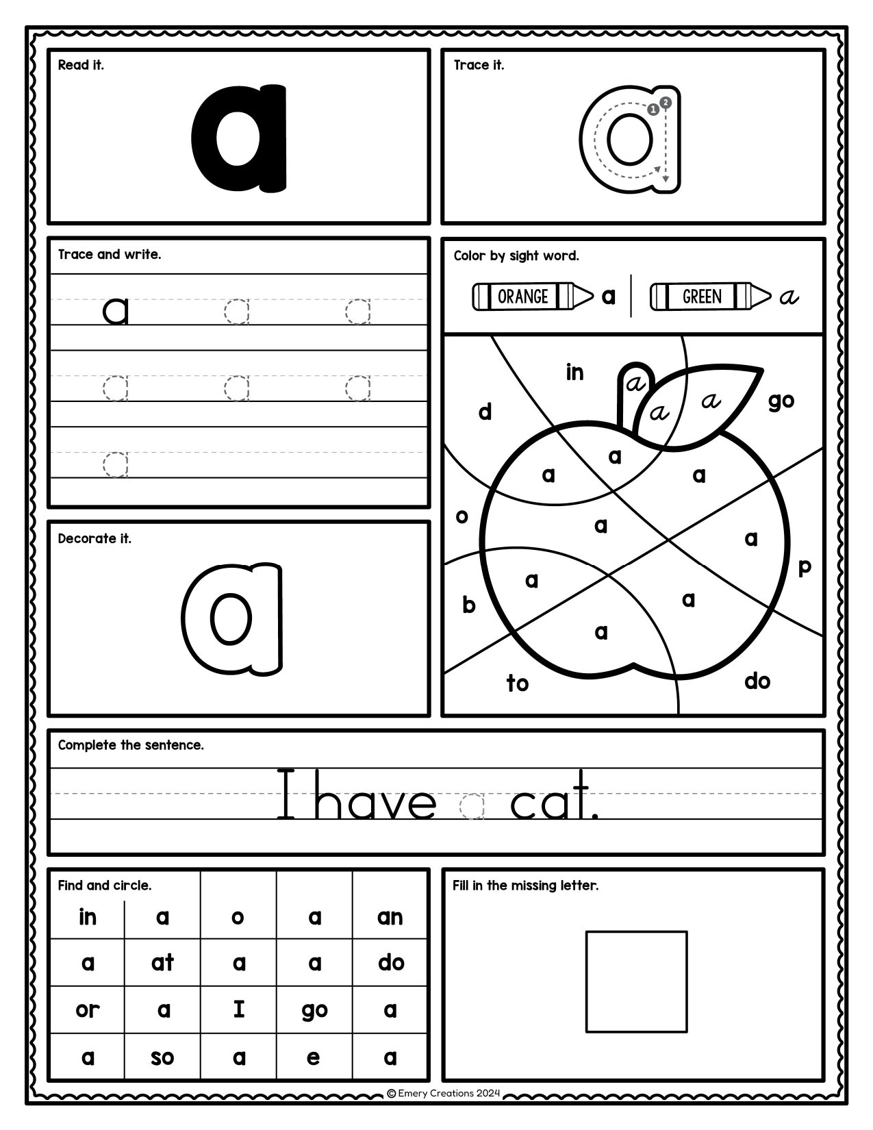 Sight Word Worksheet Page 1