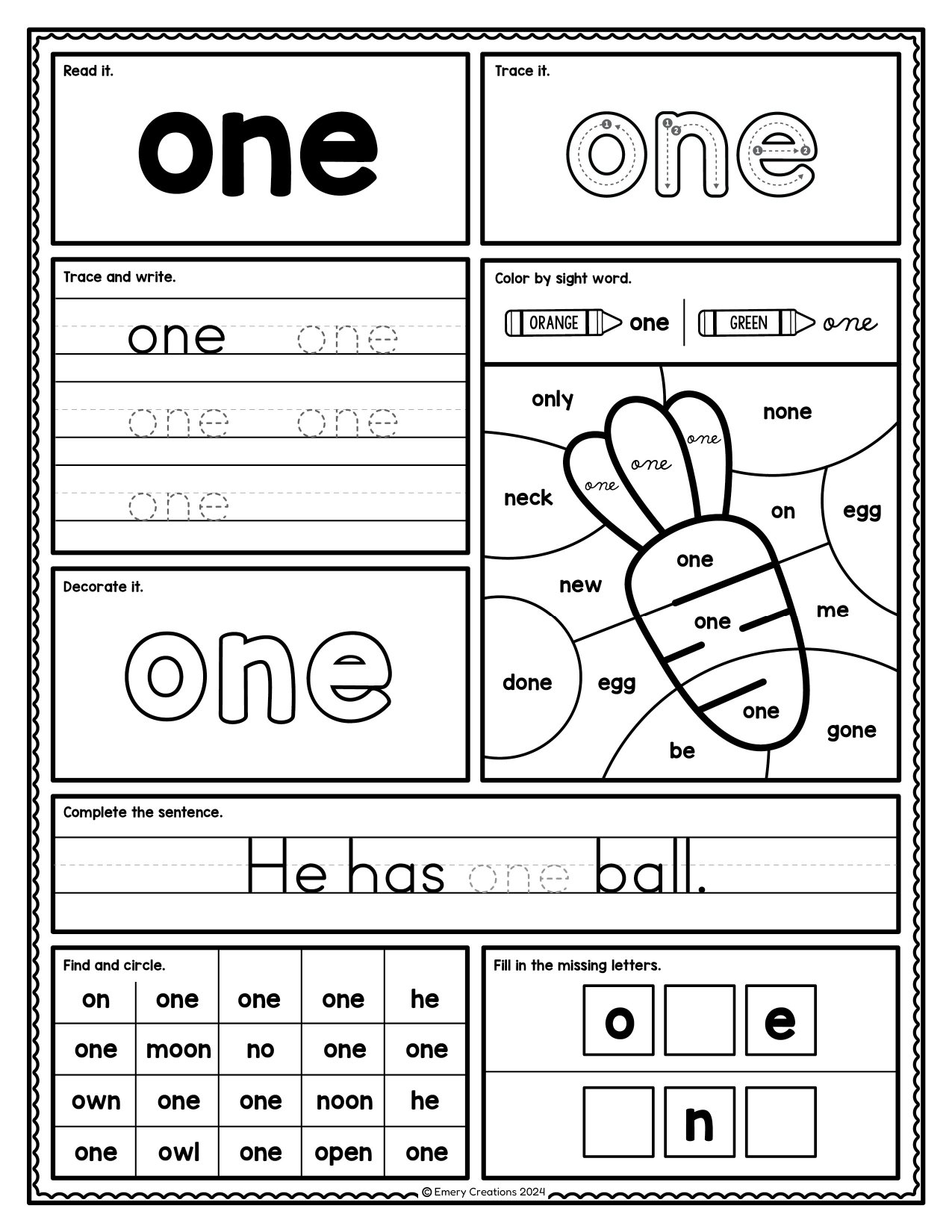 Sight Word Worksheet Page 26