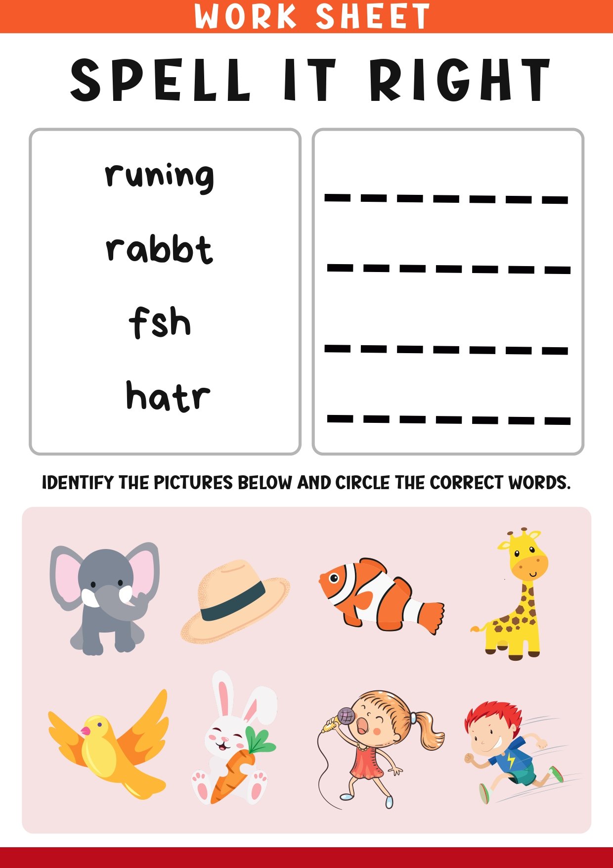 Spelling activity preview