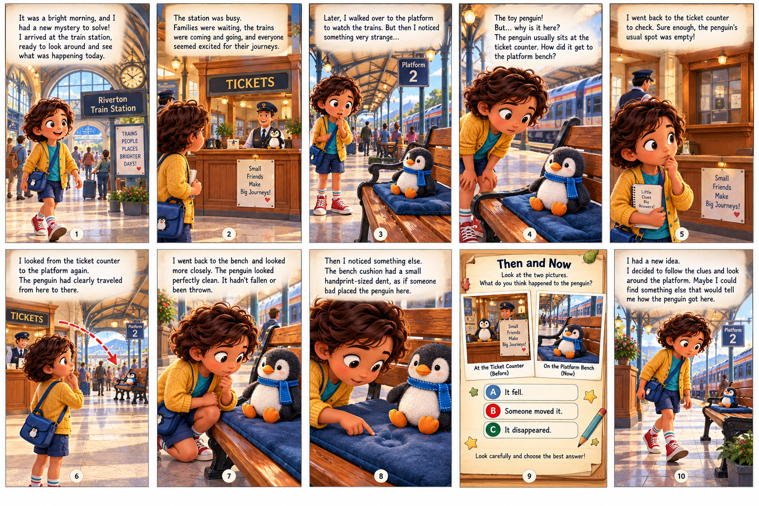 The Secret of the Traveling Toy Penguin — Book Page 1