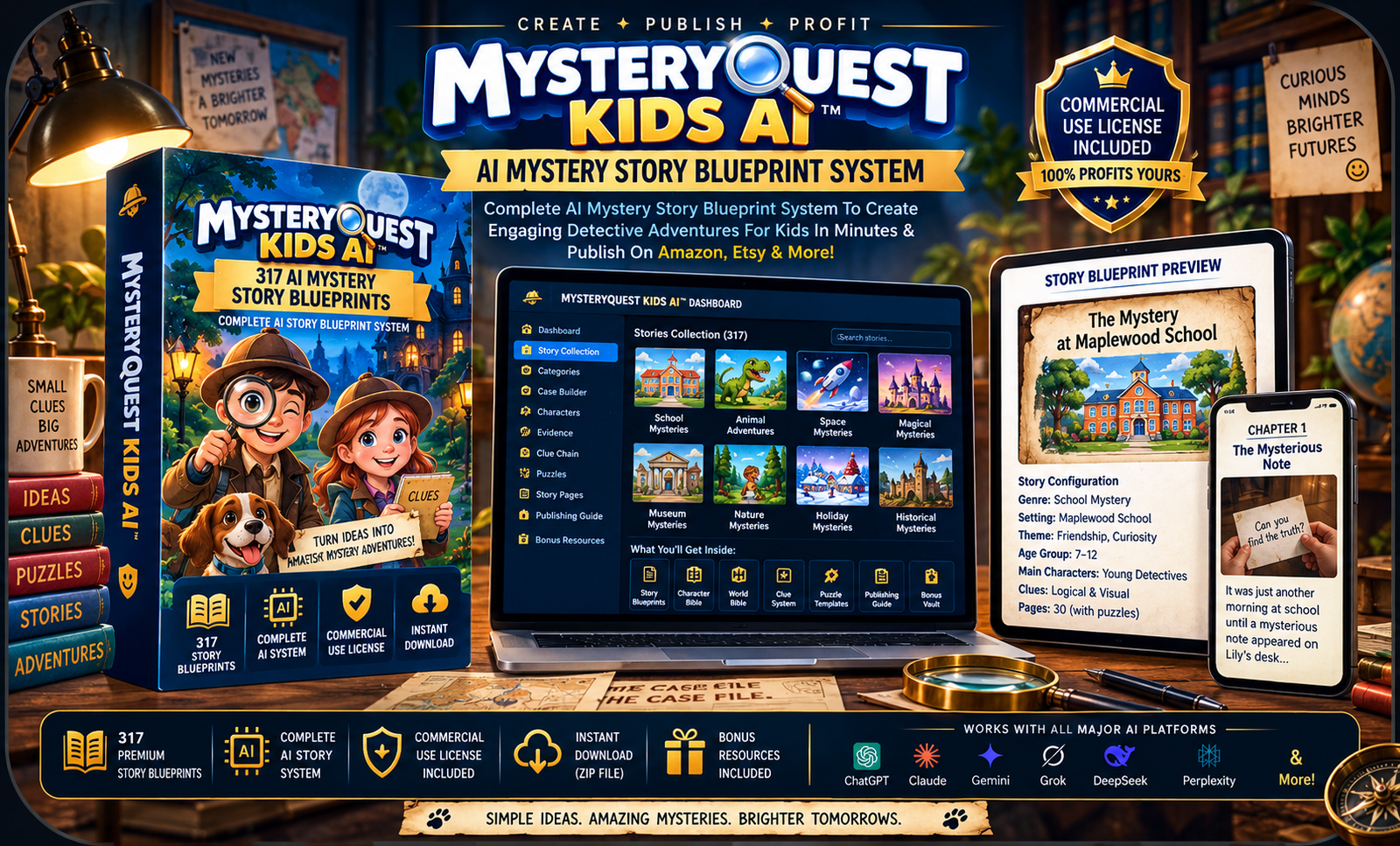 MysteryQuest Kids AI product mockup